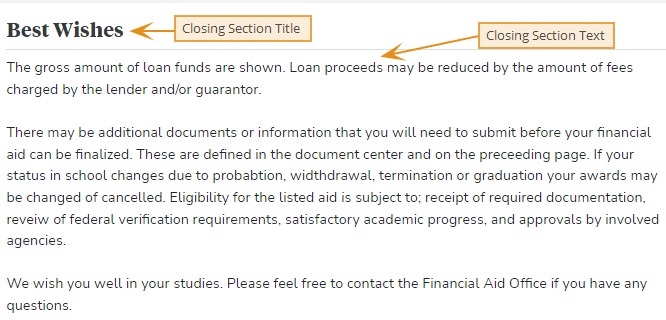 Closing section