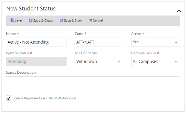 New Student Status