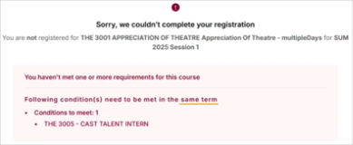 Failed corequisite validation
