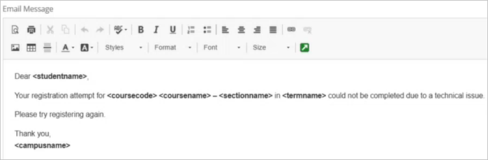 DPA Registration failed email template
