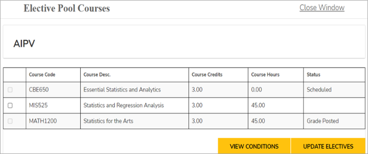 View/Edit Electives